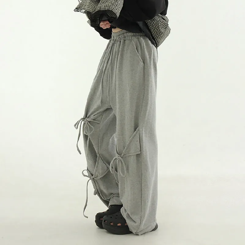 Chic Bow Tie Detail Straight-Leg Pants for a Polished and Effortlessly Stylish Look