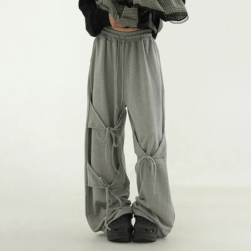 Chic Bow Tie Detail Straight-Leg Pants for a Polished and Effortlessly Stylish Look
