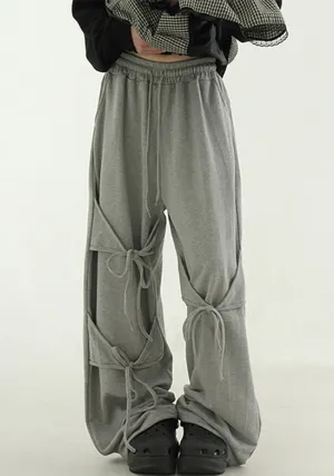 Chic Bow Tie Detail Straight-Leg Pants for a Polished and Effortlessly Stylish Look