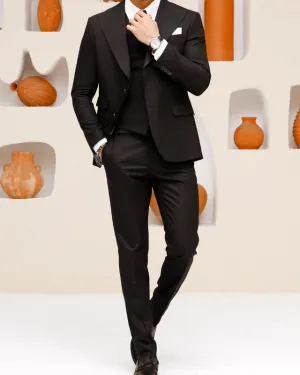 Chic Chocolate Three Pieces Peaked Lapel Slim Fit Prom Men Suits