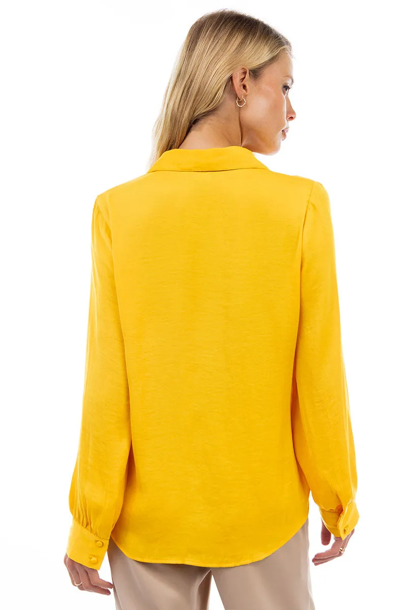 Classic V-Neck Button Down Blouse