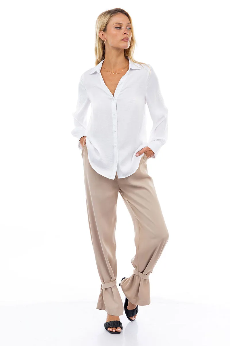 Classic V-Neck Button Down Blouse