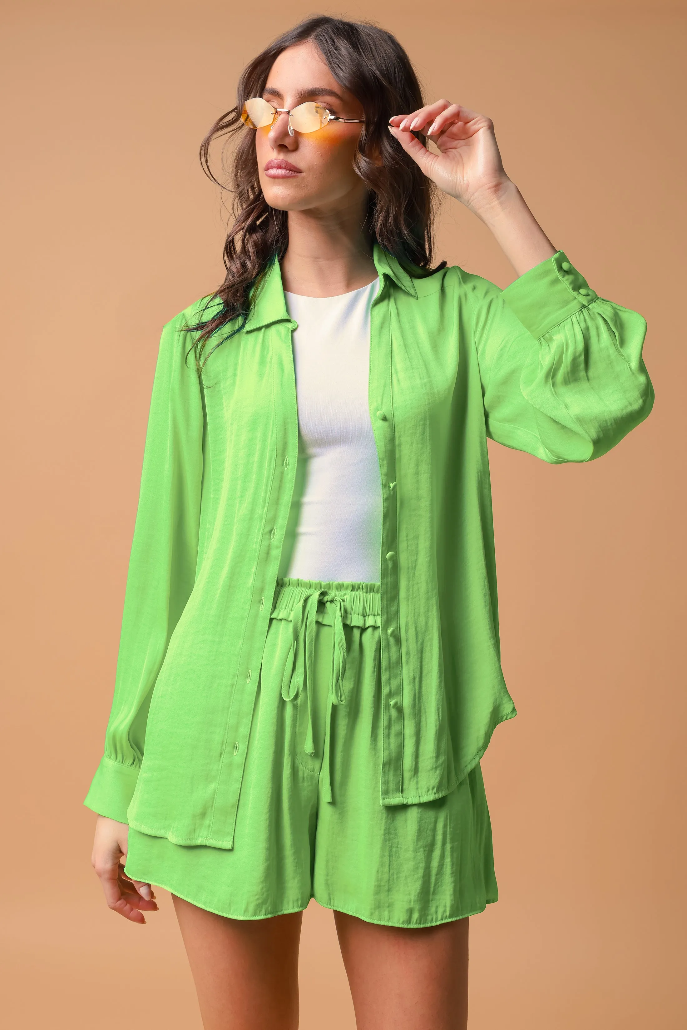 Classic V-Neck Button Down Blouse