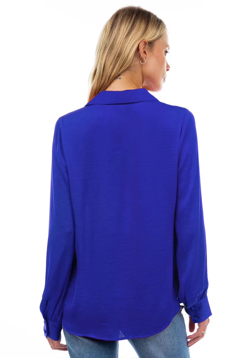 Classic V-Neck Button Down Blouse