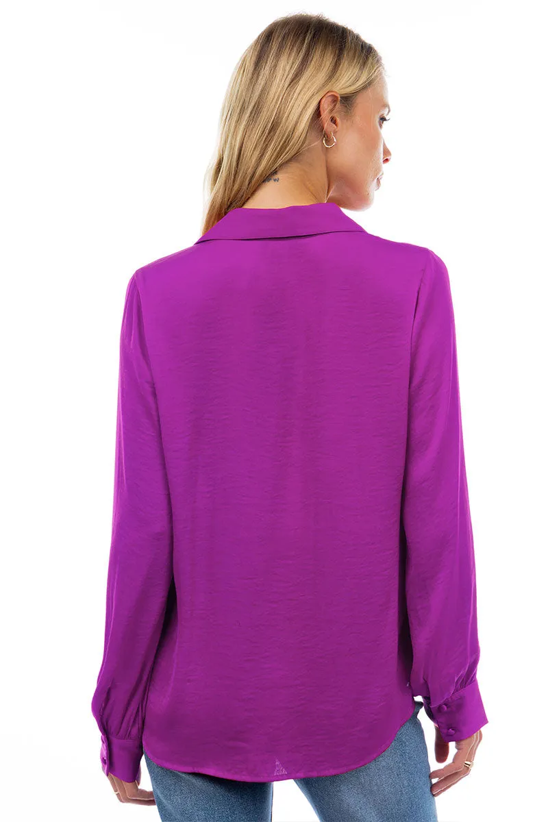 Classic V-Neck Button Down Blouse