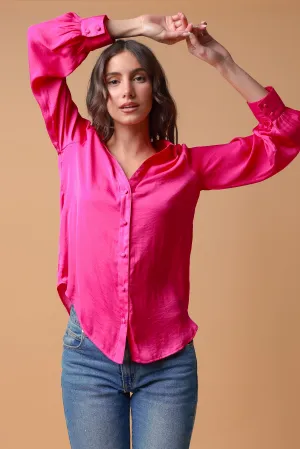 Classic V-Neck Button Down Blouse