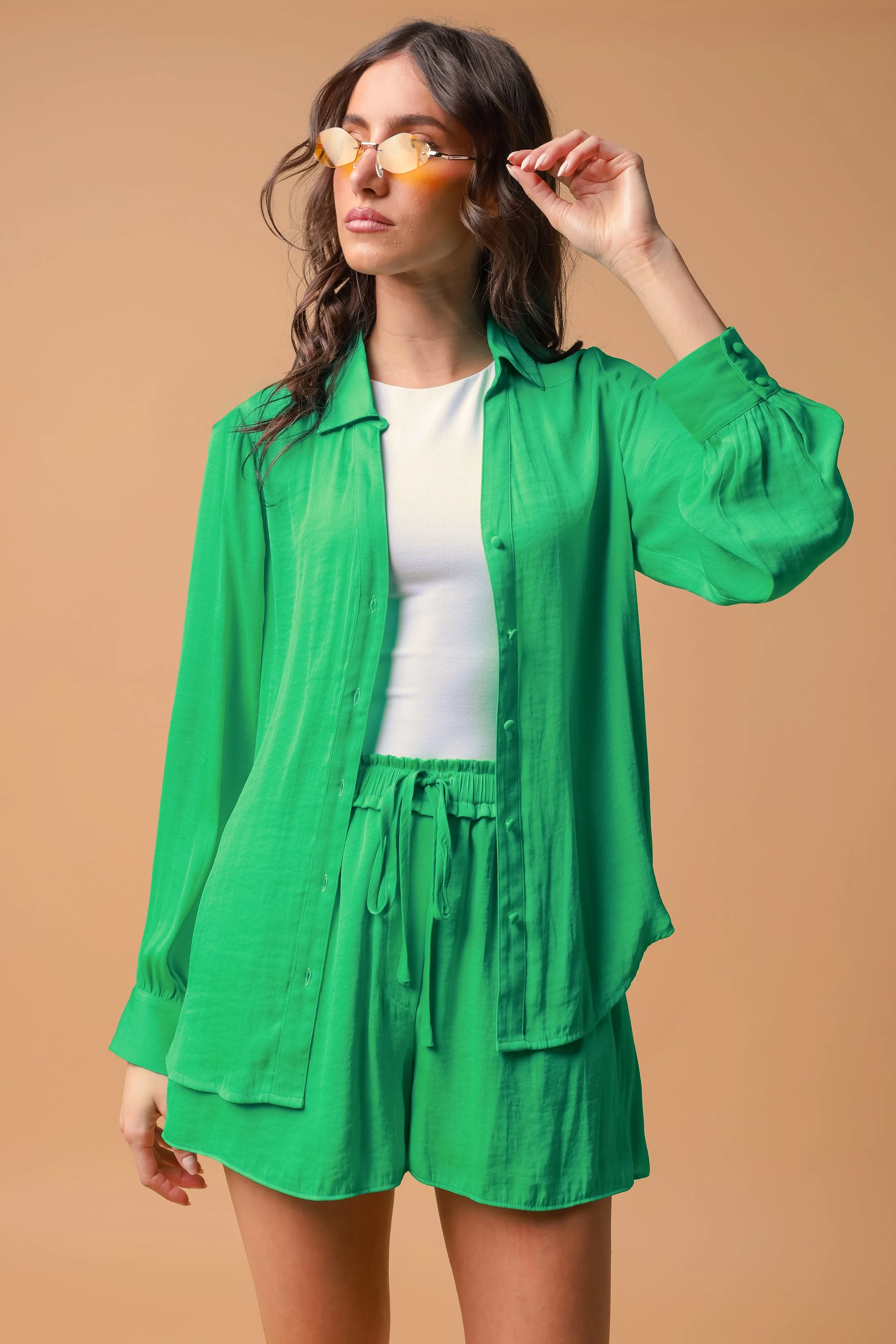Classic V-Neck Button Down Blouse