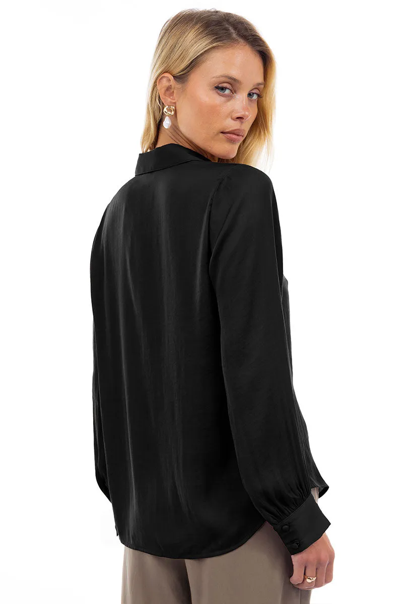 Classic V-Neck Button Down Blouse