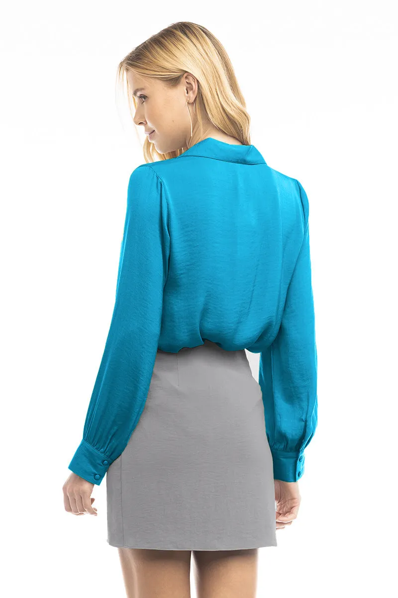 Classic V-Neck Button Down Blouse