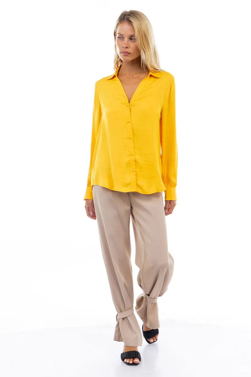 Classic V-Neck Button Down Blouse