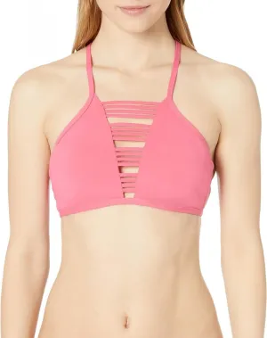 Cole Of California Womens Standard High Neck Bikini Swim Top Berry Pink L