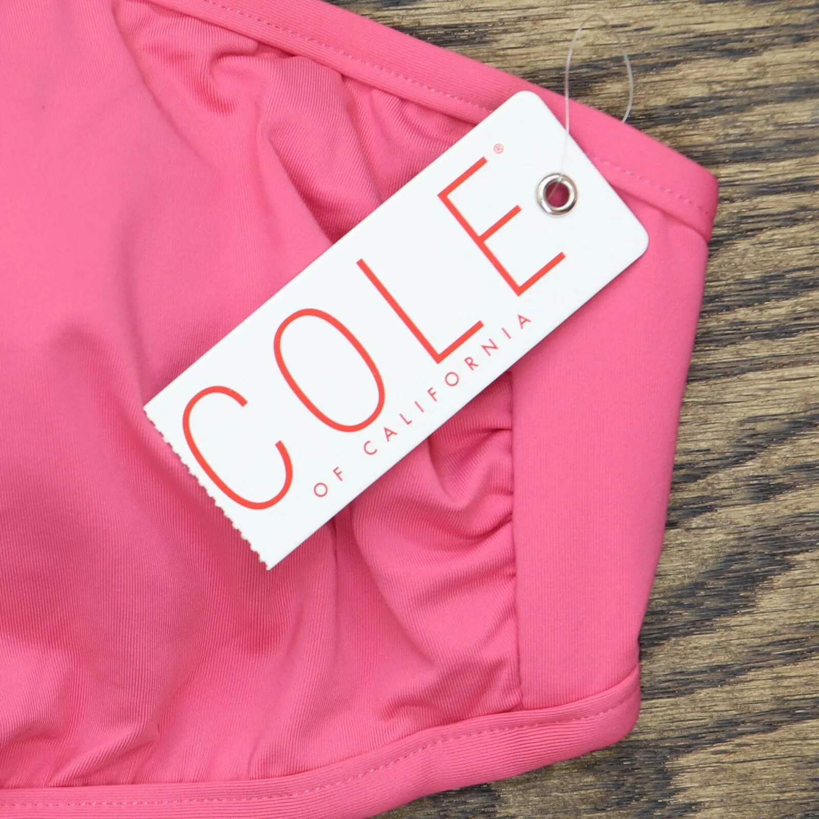 Cole Of California Womens Standard High Neck Bikini Swim Top Berry Pink L