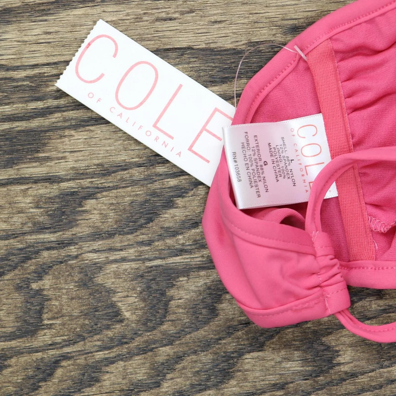 Cole Of California Womens Standard High Neck Bikini Swim Top Berry Pink L