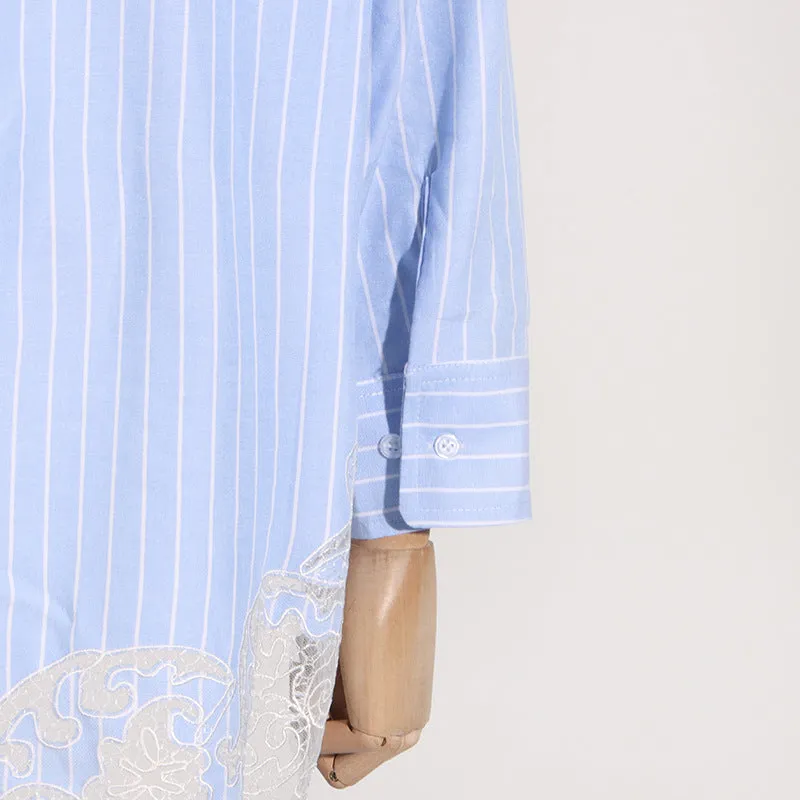 COLLARED LACE DETAILED BUTTON UP BLOUSE