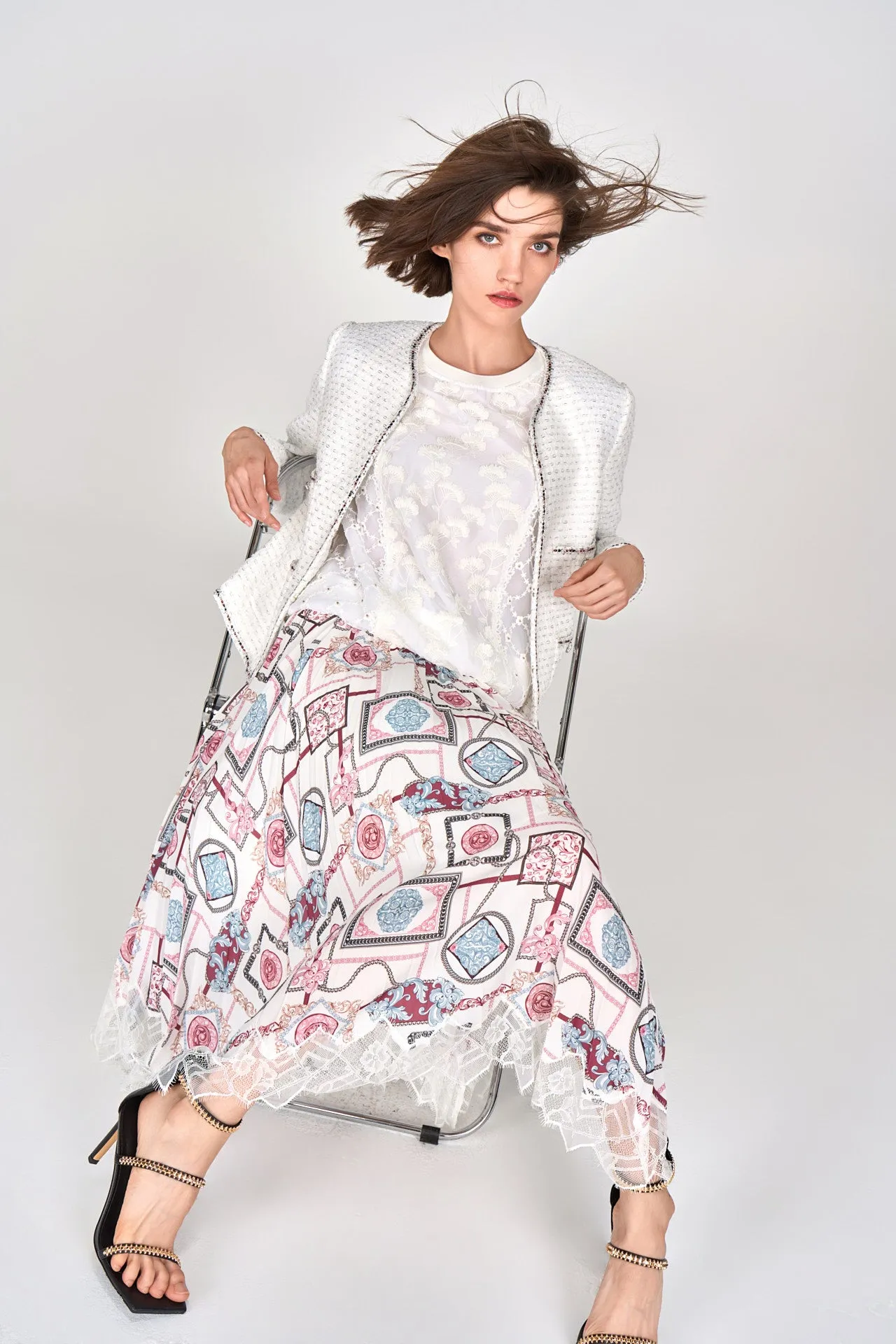 Colorful Asymmetric Satin A Line Skirt