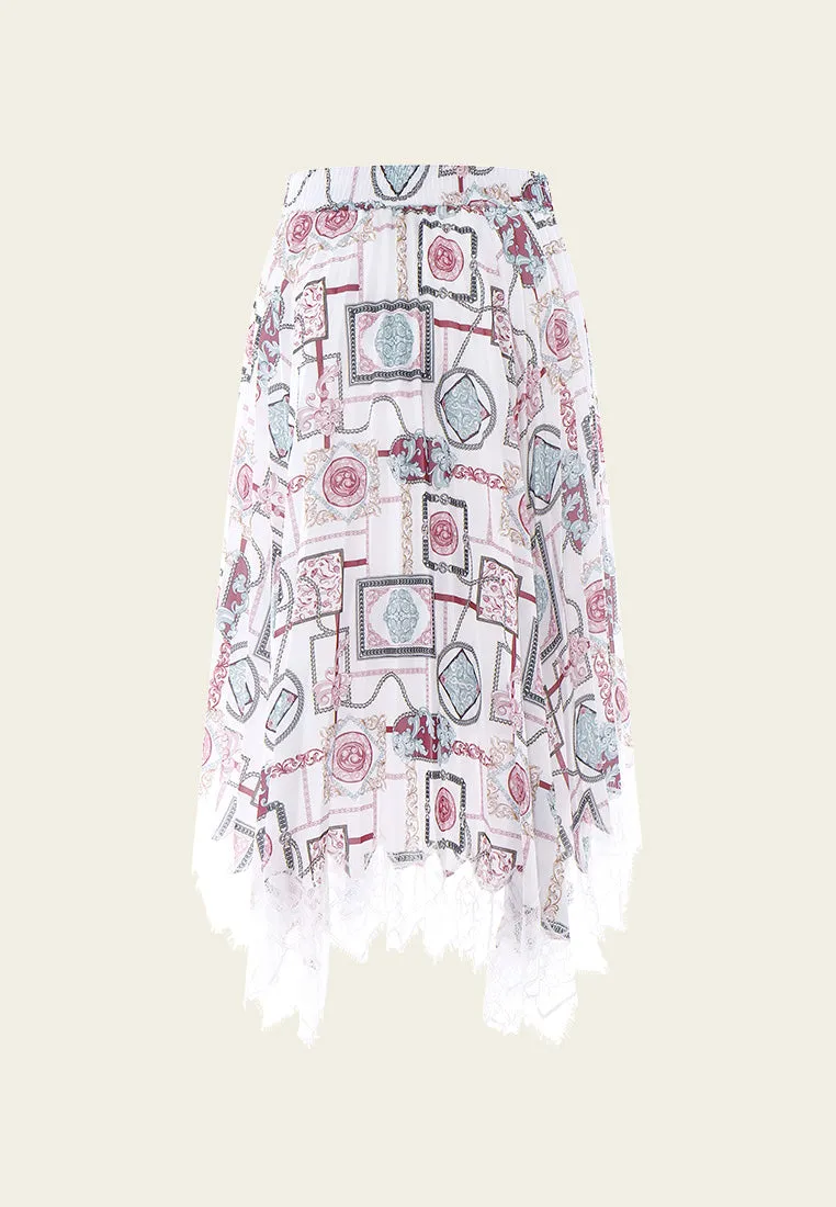Colorful Asymmetric Satin A Line Skirt