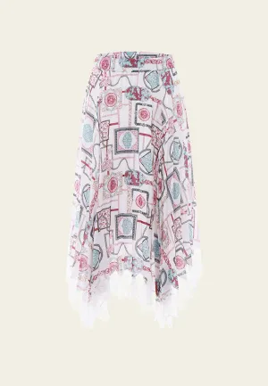 Colorful Asymmetric Satin A Line Skirt