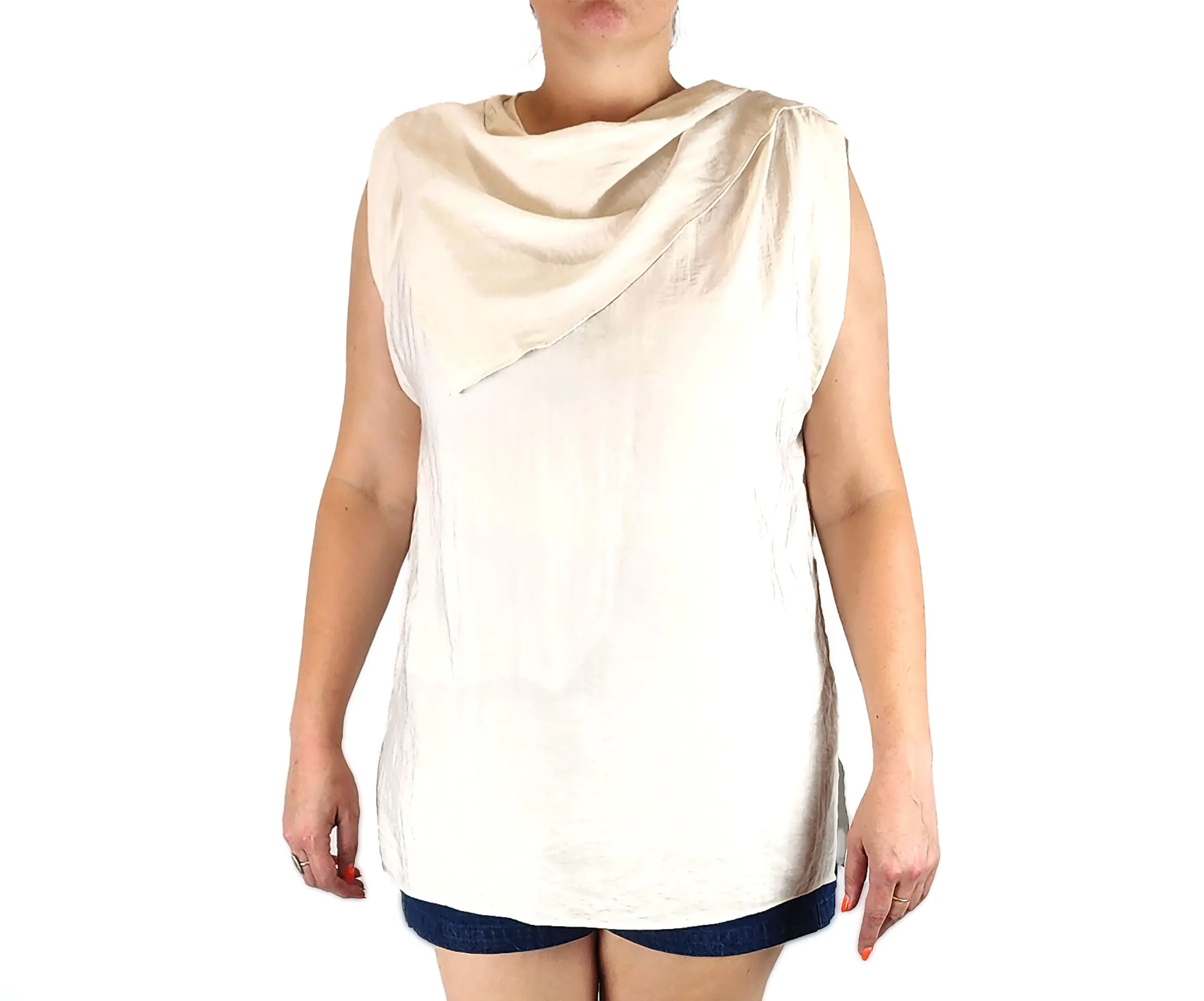 COS cream sleeveless top size 44, best fits 14-16