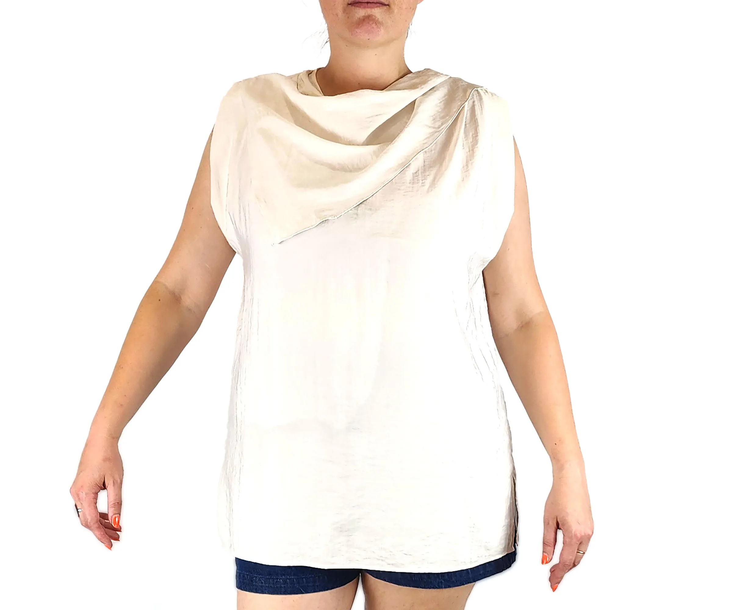 COS cream sleeveless top size 44, best fits 14-16