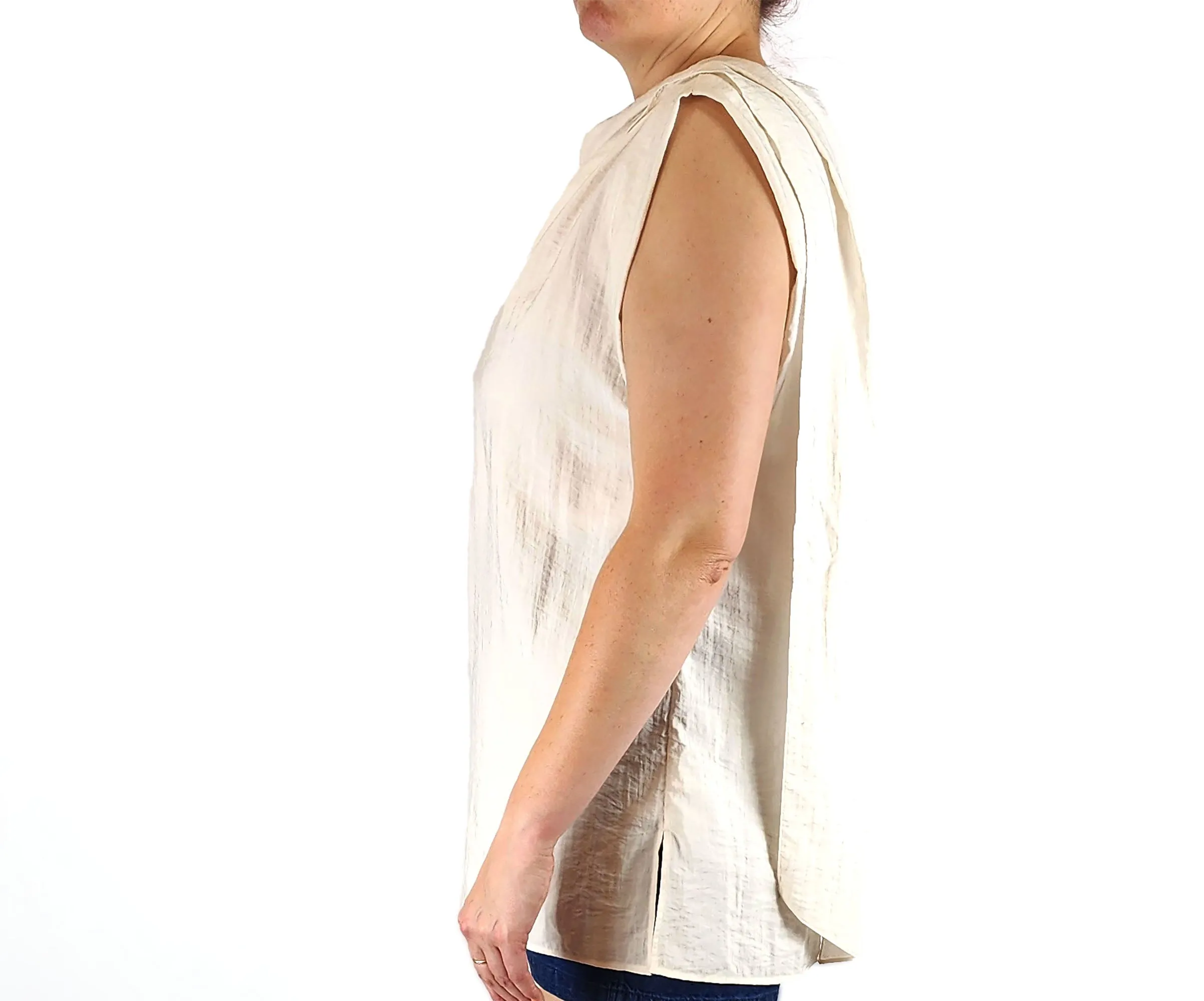 COS cream sleeveless top size 44, best fits 14-16