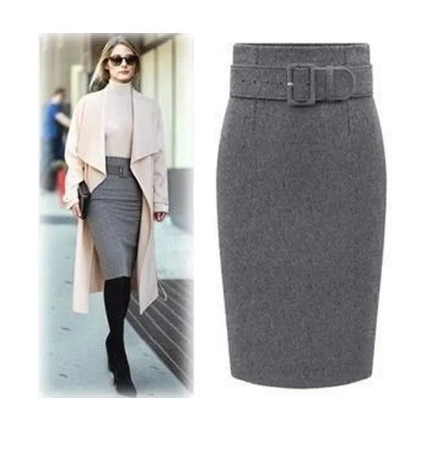 Cotton Plus Size High Waist Casual Midi Pencil Skirt Women Skirts Female