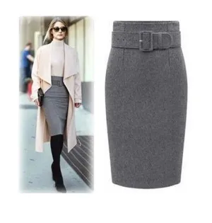 Cotton Plus Size High Waist Casual Midi Pencil Skirt Women Skirts Female