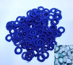 Crafteez Small Mirror Frames & Mirrors for Embroidery Works,Used in CHURIDHAR,Blouses,DHUPPATTA,SIZE-8mm Inner,1.7cm Outer,Color Dark Blue (Pack of 50 Pcs Frame& 50 Mirror)