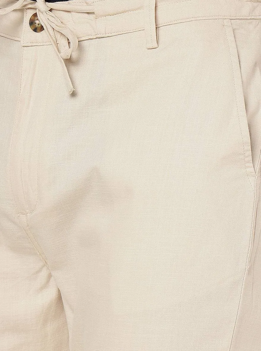 Cream Solid Slim Fit Track Pant | JadeBlue
