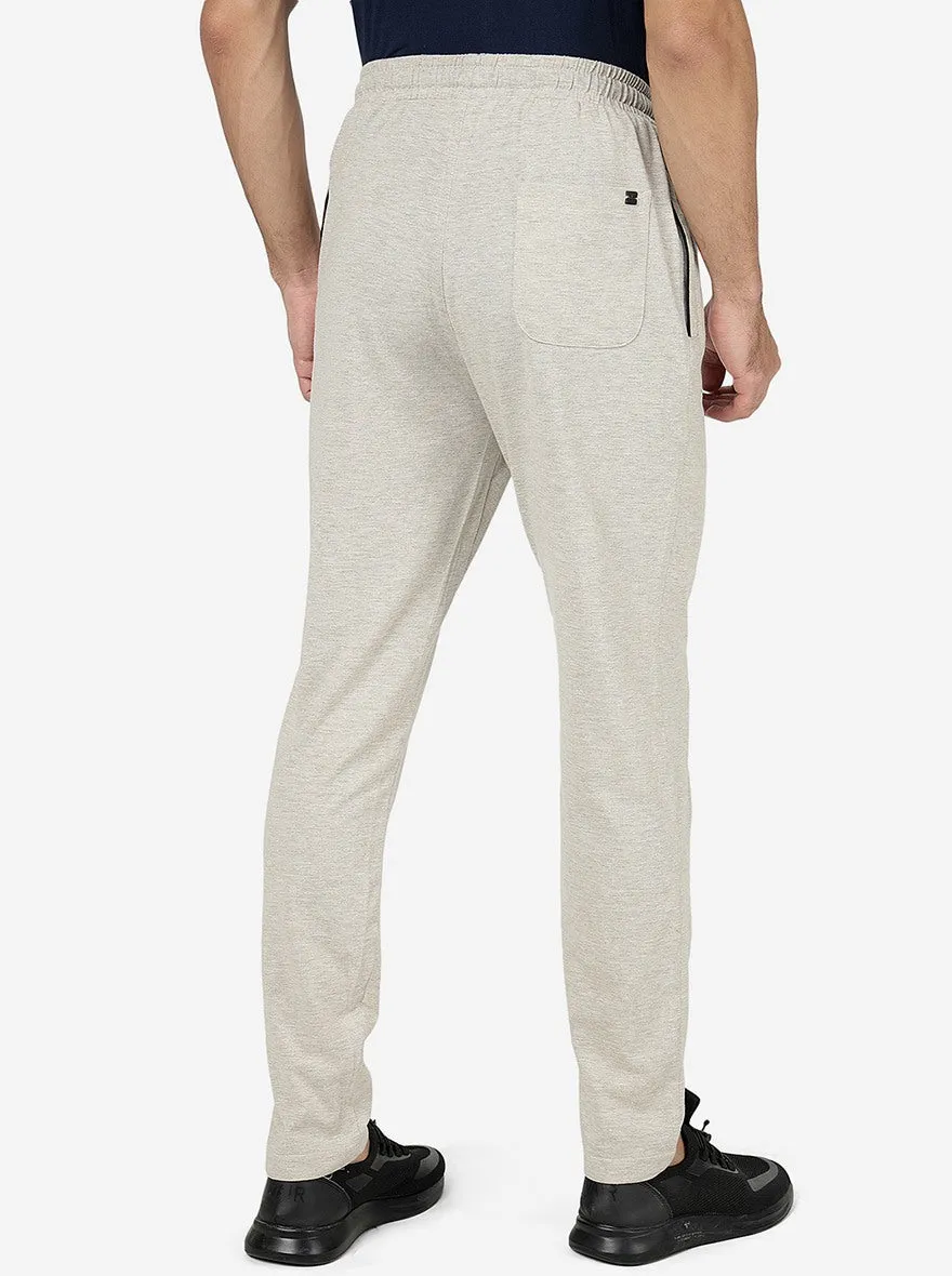 Cream Solid Slim Fit Track Pant | JadeBlue