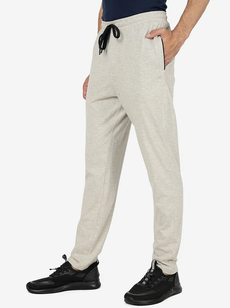 Cream Solid Slim Fit Track Pant | JadeBlue