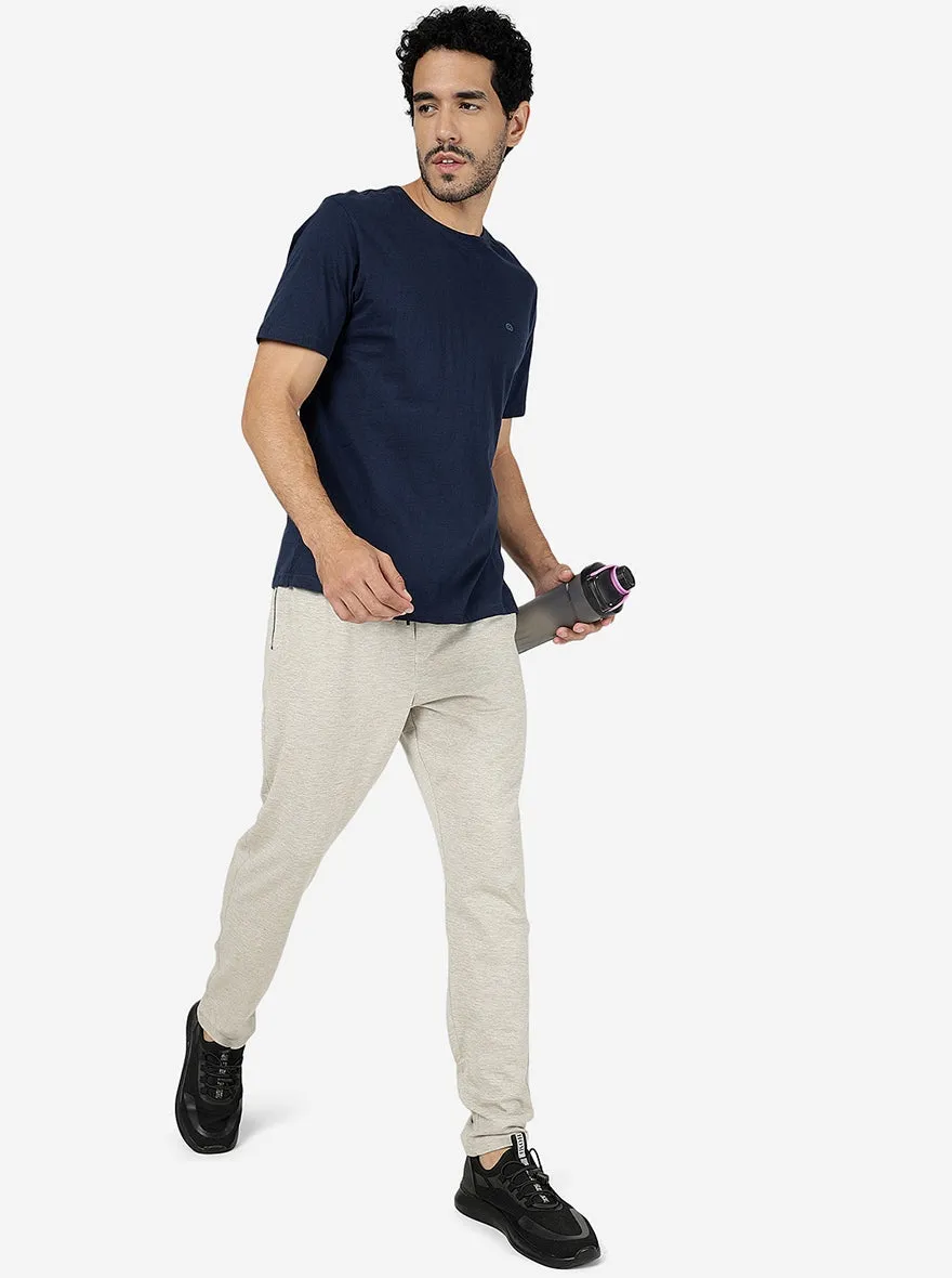 Cream Solid Slim Fit Track Pant | JadeBlue