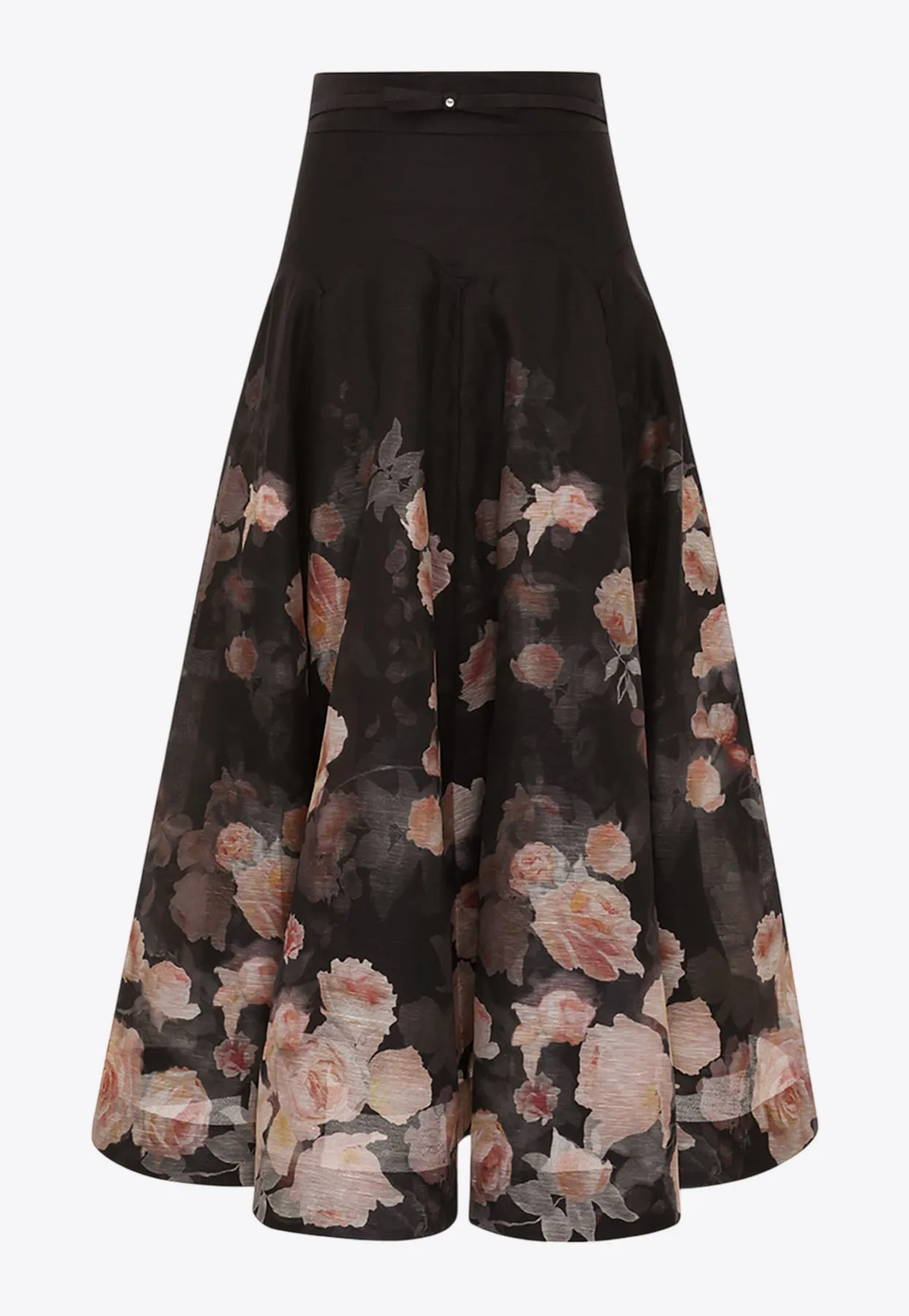 Crush Floral Flared Midi Skirt