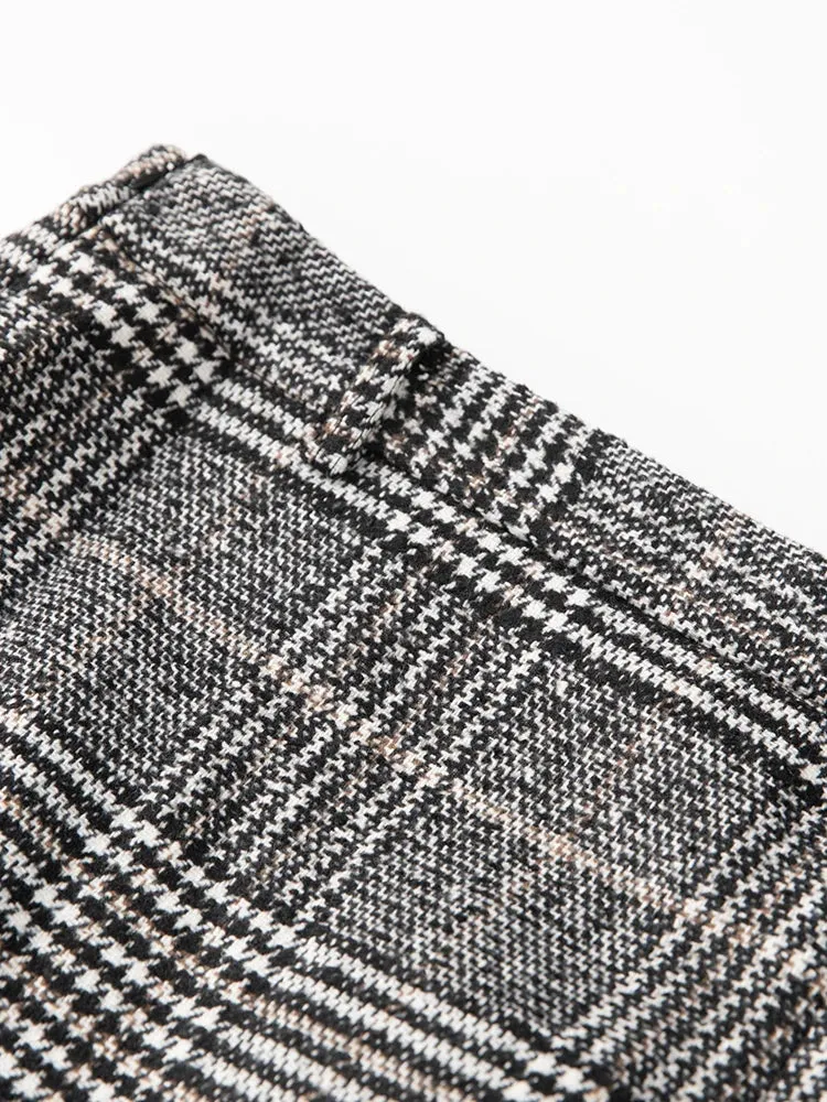 Danielle Plaid Tweed Suit Women O-Neck Double Breasted Jacket Pencil Skirt Office Lady Two Piece Set
