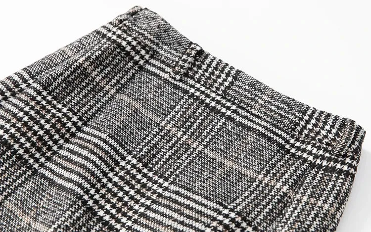 Danielle Plaid Tweed Suit Women O-Neck Double Breasted Jacket Pencil Skirt Office Lady Two Piece Set