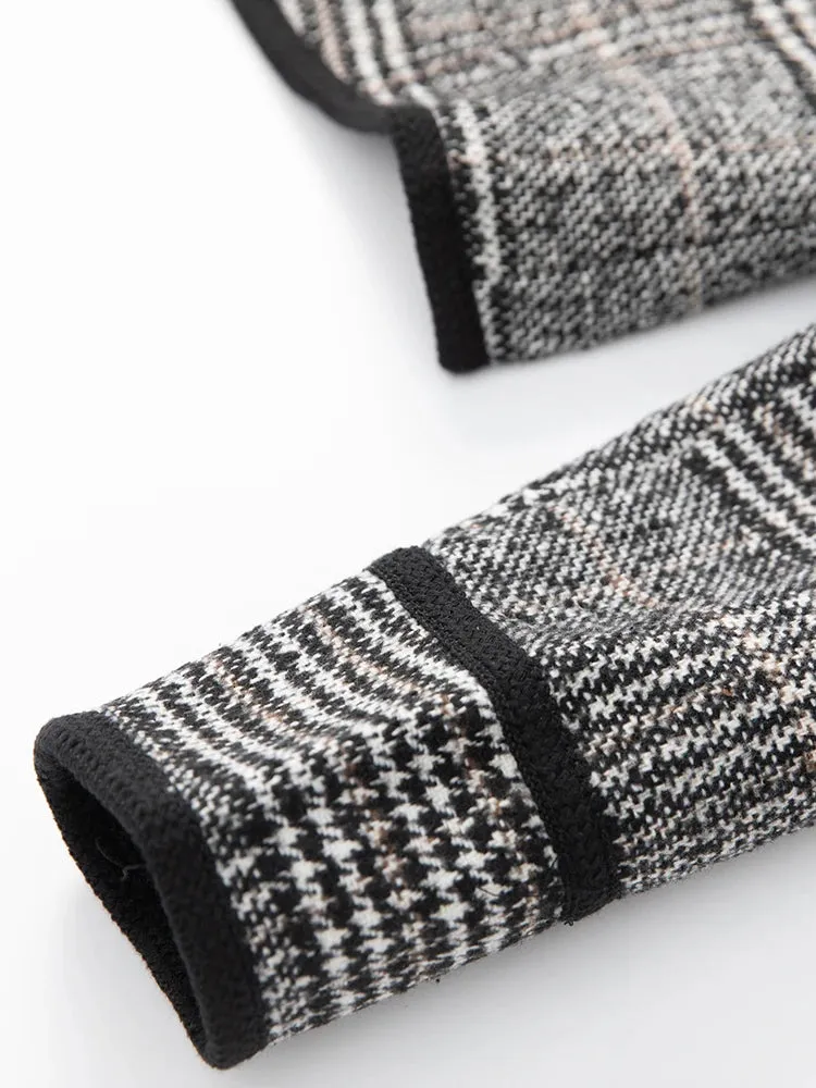 Danielle Plaid Tweed Suit Women O-Neck Double Breasted Jacket Pencil Skirt Office Lady Two Piece Set