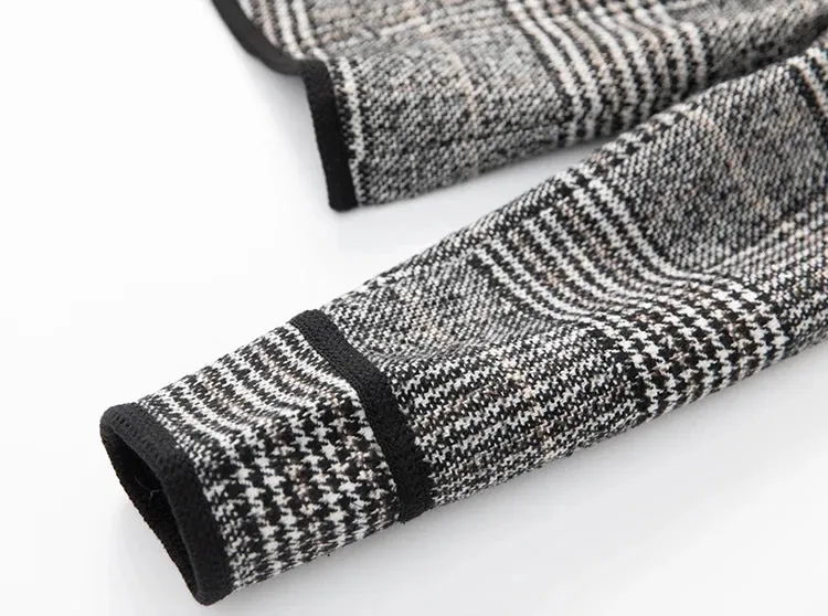 Danielle Plaid Tweed Suit Women O-Neck Double Breasted Jacket Pencil Skirt Office Lady Two Piece Set