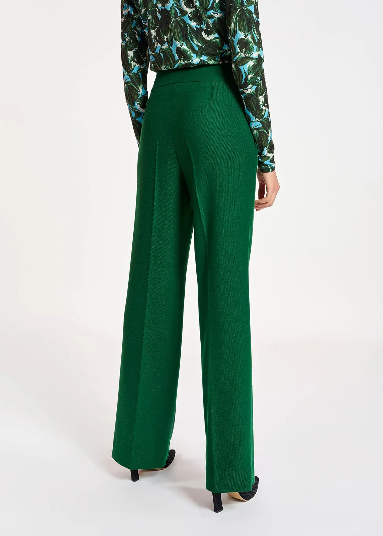Dark green straight-leg pants