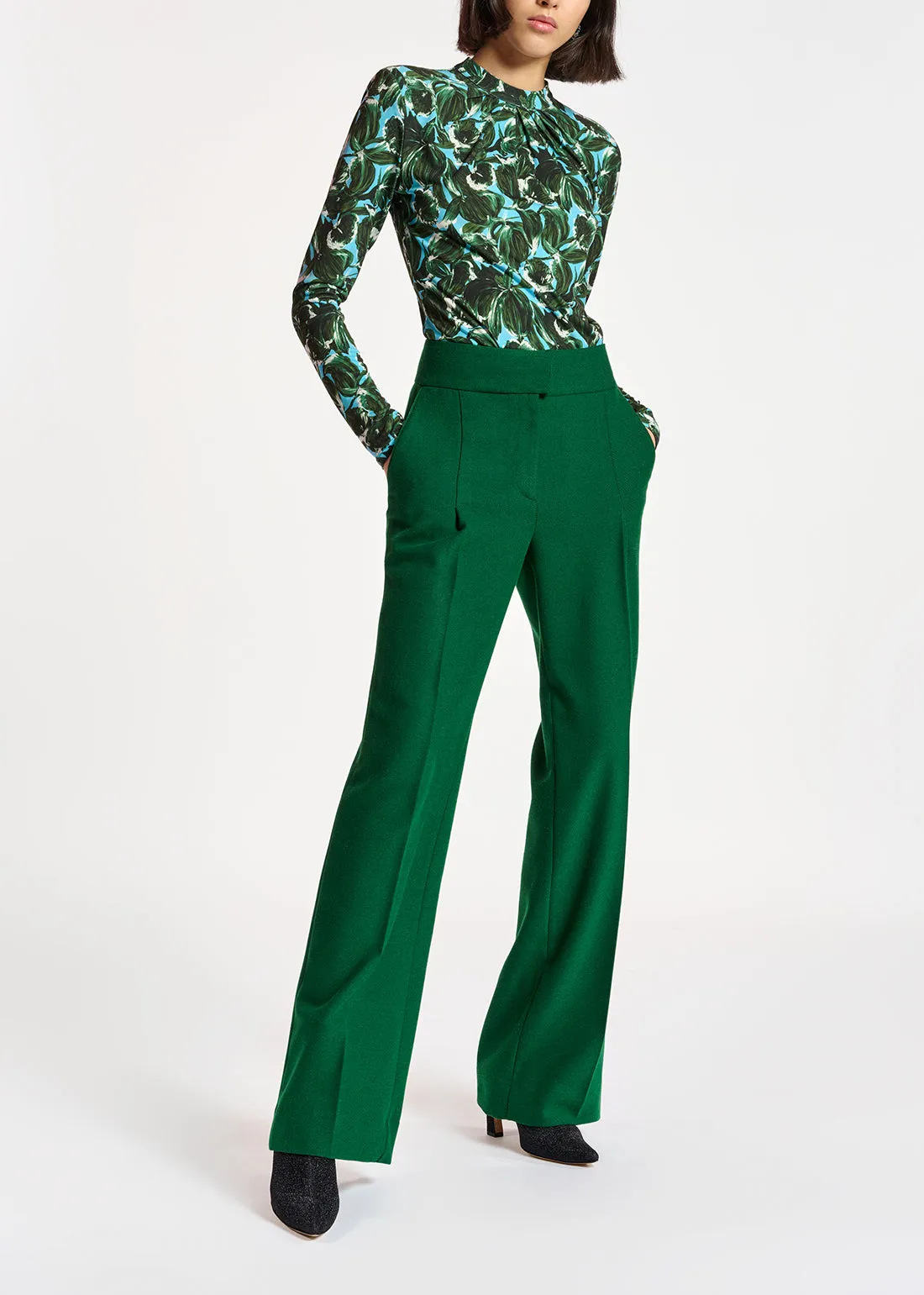 Dark green straight-leg pants