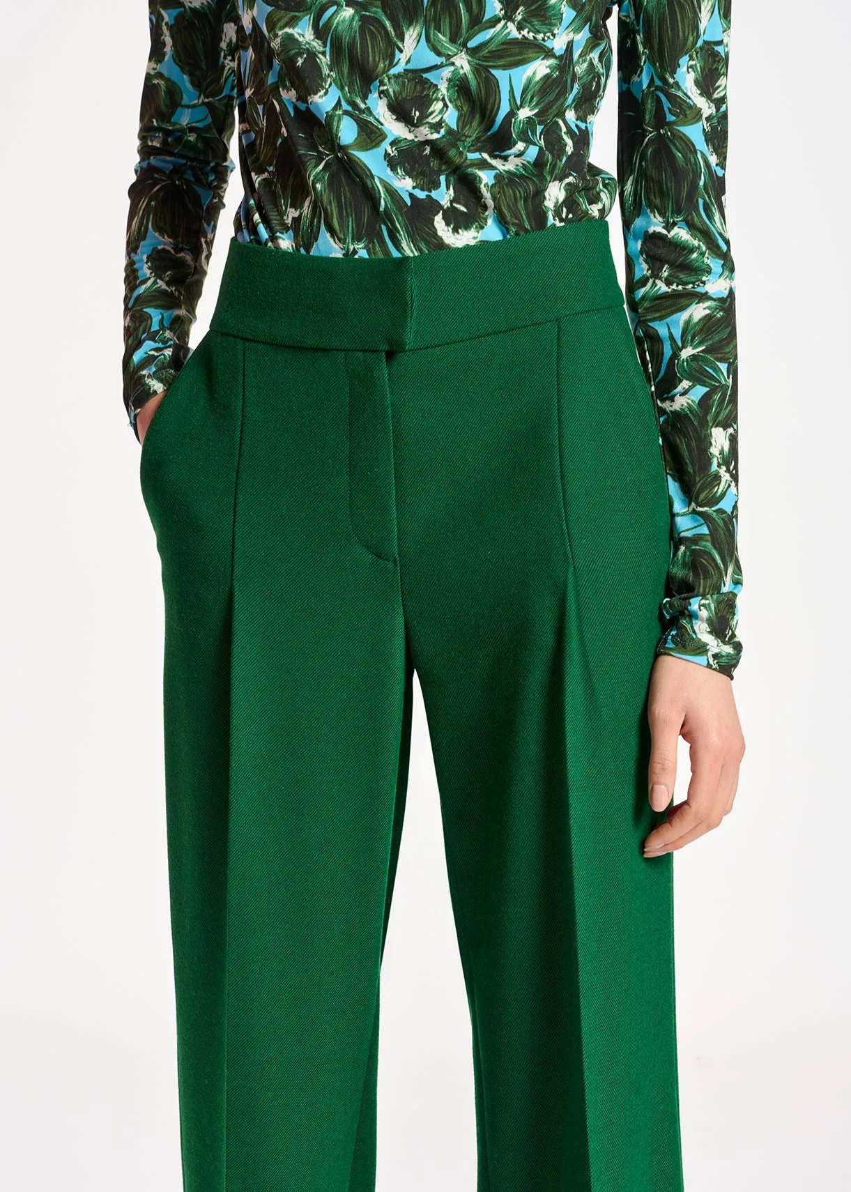 Dark green straight-leg pants