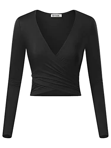 Deep V Neck Cross Wrap Crop Top