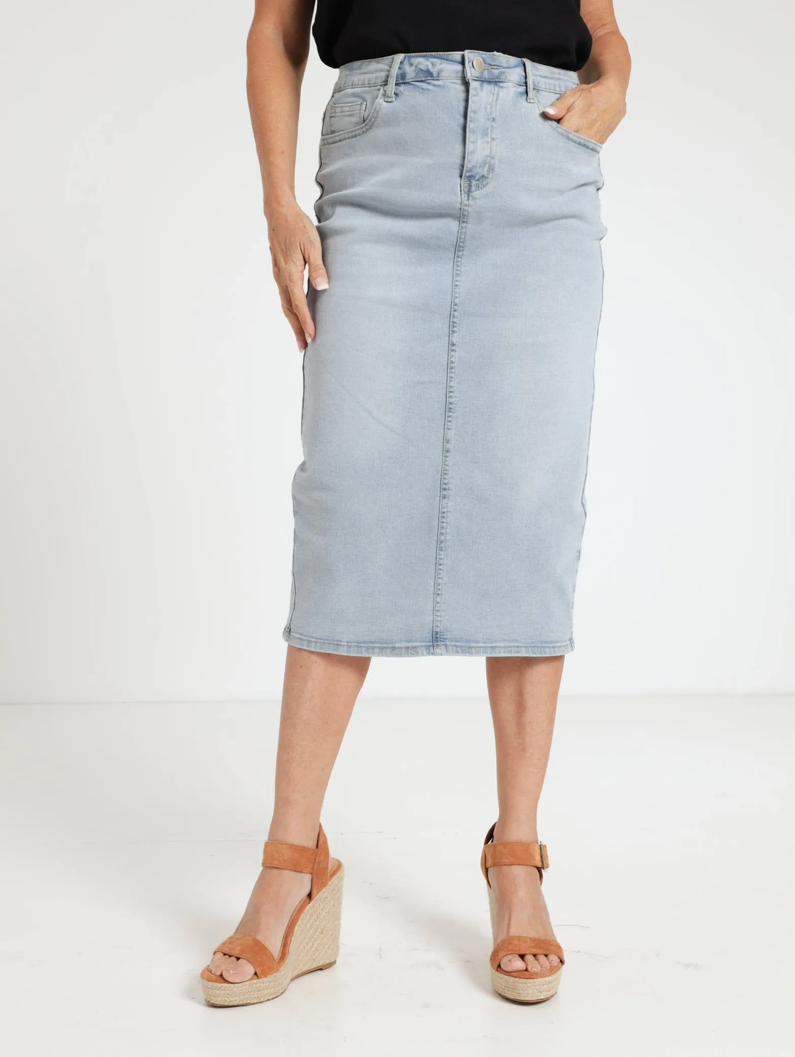 Denim Pencil Skirt - Light Wash
