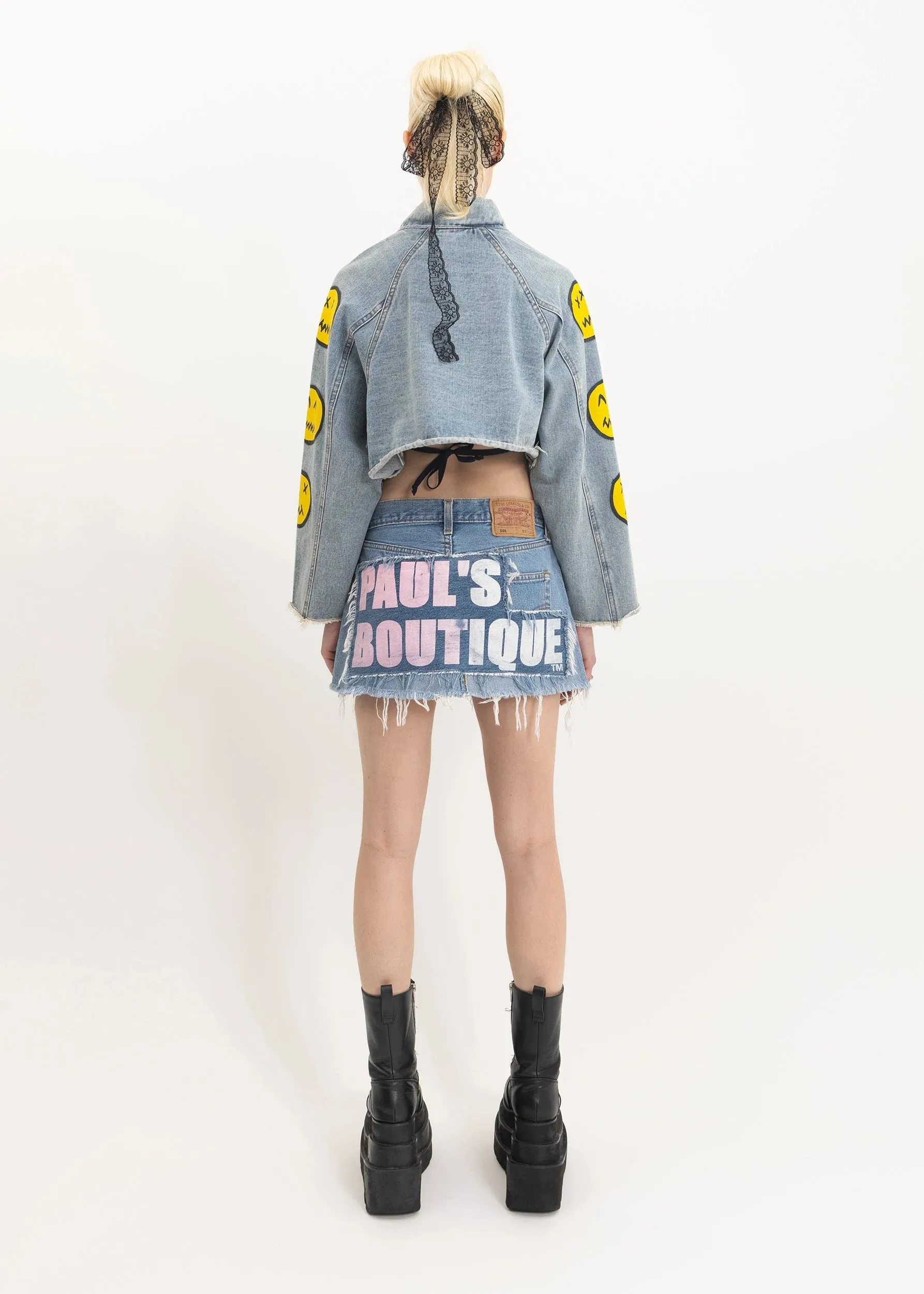 Denim remake mini skirt