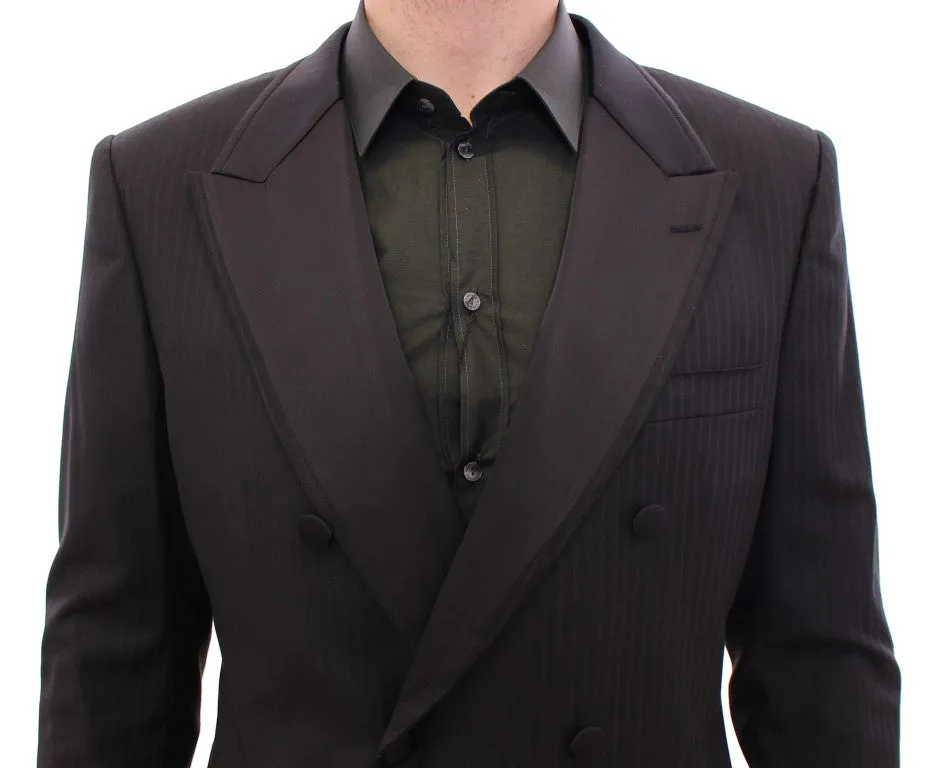 Dolce & Gabbana Elegant Black Striped Wool-Silk Blend Suit