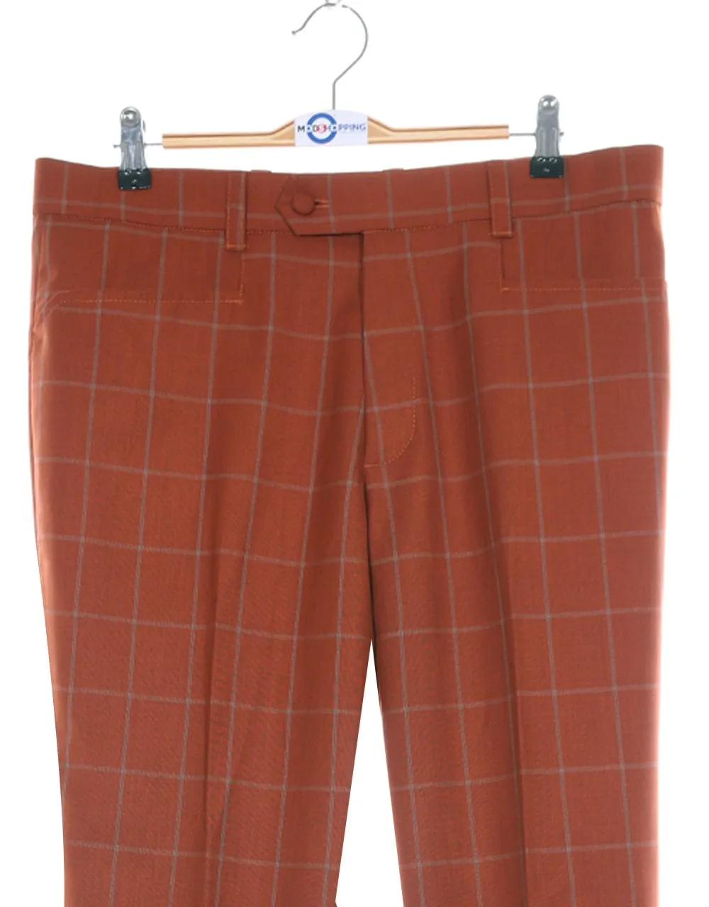 Double Breasted Suit | Orange Windowpane Suit