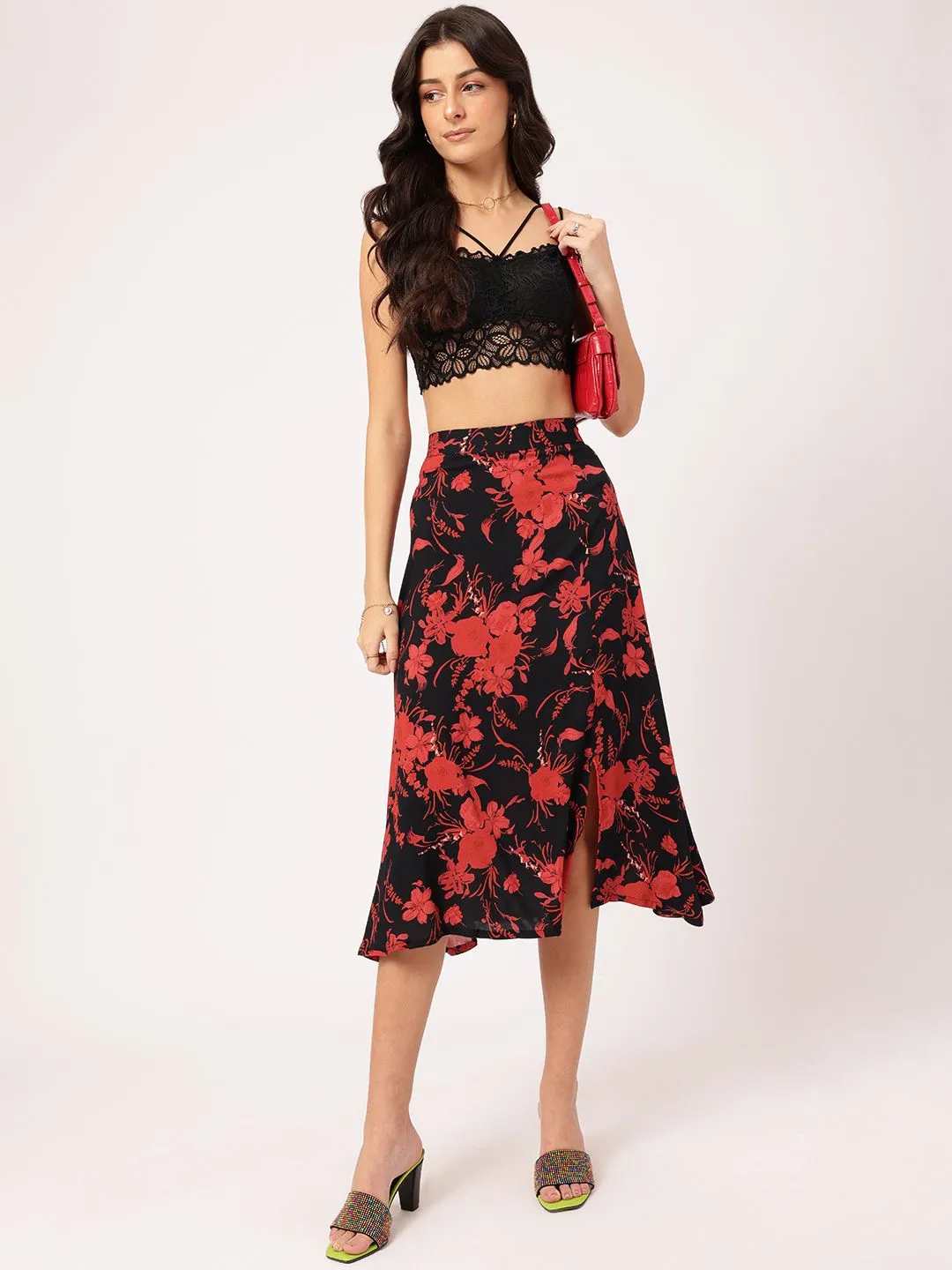 DressBerry Floral Fantasy A-Line Skirt