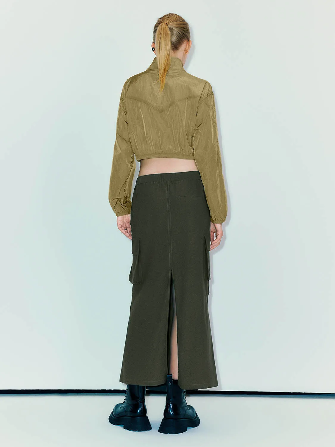 Elastic Waist A-Line Skirt