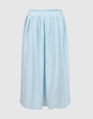 Elastic Waist Midi A-Line Skirt