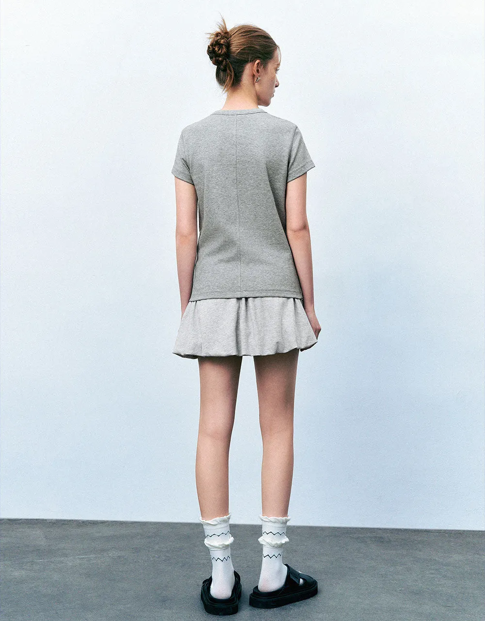 Elastic Waist Mini A-Line Skirt