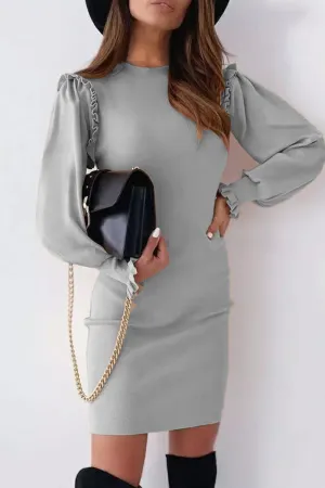 Elegant Solid Patchwork O Neck Pencil Skirt Dresses(4 Colors)