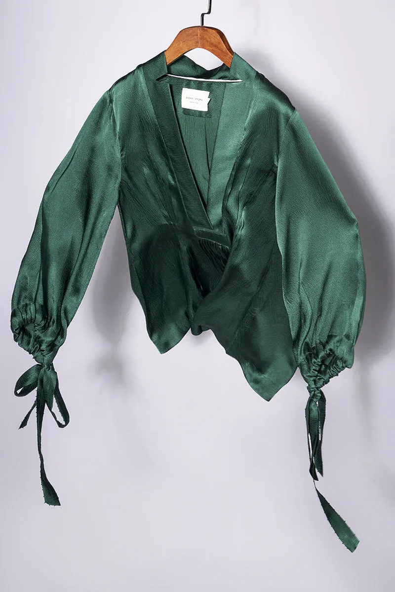 Embellish Jade green silk blouse